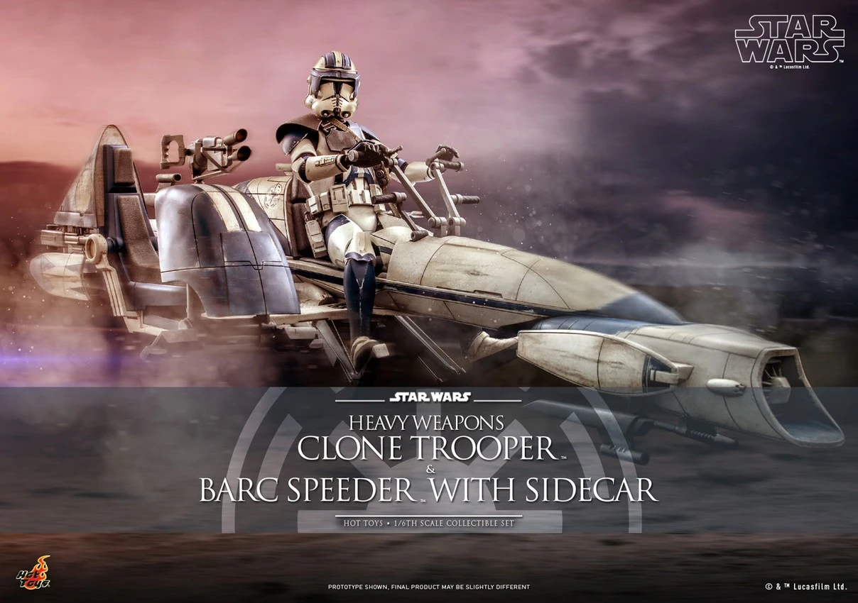 Hot Toys Heavy Weapons Clone Trooper And BARC Speeder With Sidecar